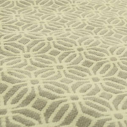 Grey Cream Colour Small Geometric Medallion Pattern Chenille Upholstery Fabric JO-795 - Handmade Cushions