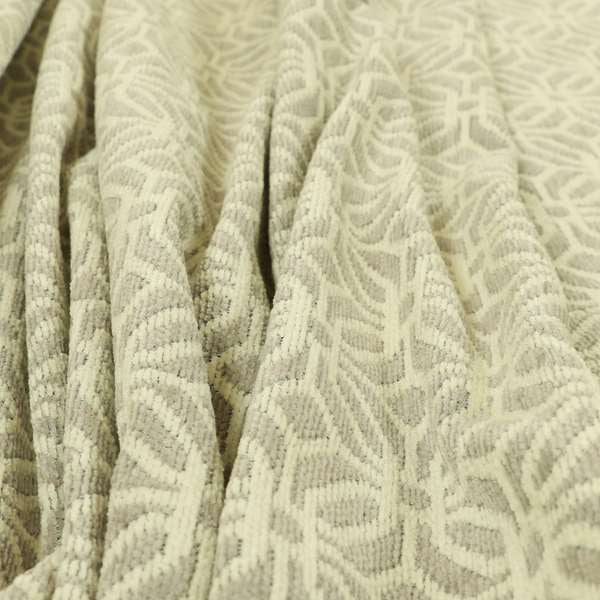 Grey Cream Colour Small Geometric Medallion Pattern Chenille Upholstery Fabric JO-795 - Roman Blinds