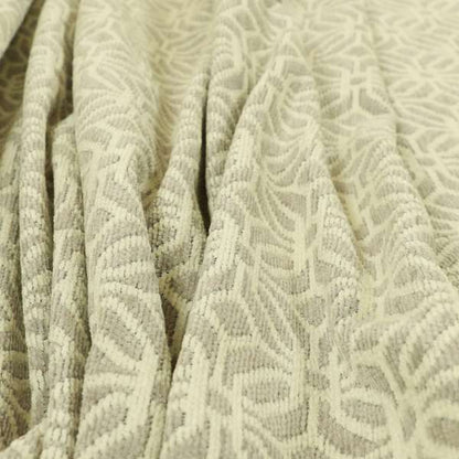 Grey Cream Colour Small Geometric Medallion Pattern Chenille Upholstery Fabric JO-795 - Made To Measure Curtains