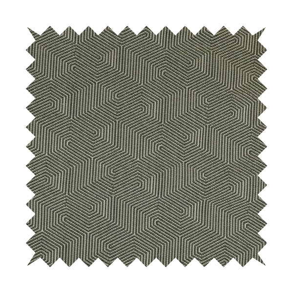 Geometric Maze Pattern In Grey Colour Chenille Jacquard Furniture Fabric JO-797 - Made To Measure Curtains