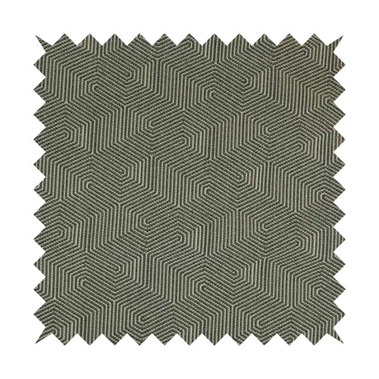 Geometric Maze Pattern In Grey Colour Chenille Jacquard Furniture Fabric JO-797