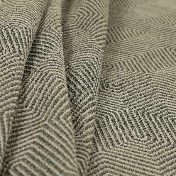 Geometric Maze Pattern In Grey Colour Chenille Jacquard Furniture Fabric JO-797 - Made To Measure Curtains