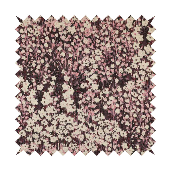 Garden Of Flowers In Abstract Pattern Purple Pink Pink Colour Chenille Fabric JO-798 - Made To Measure Curtains