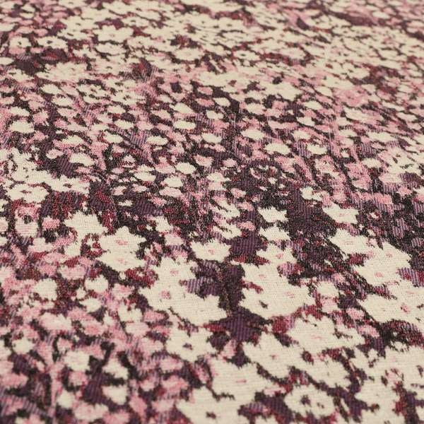 Garden Of Flowers In Abstract Pattern Purple Pink Pink Colour Chenille Fabric JO-798 - Made To Measure Curtains