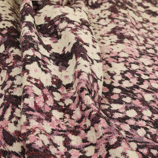 Garden Of Flowers In Abstract Pattern Purple Pink Pink Colour Chenille Fabric JO-798