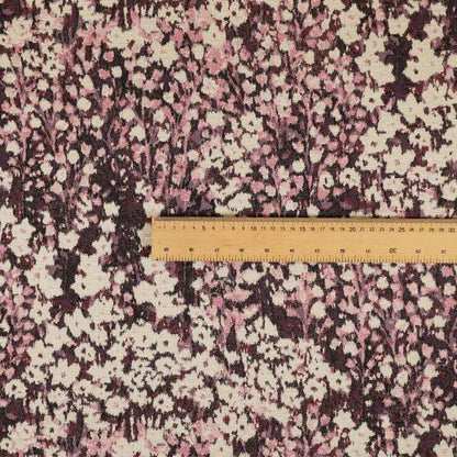 Garden Of Flowers In Abstract Pattern Purple Pink Pink Colour Chenille Fabric JO-798 - Made To Measure Curtains