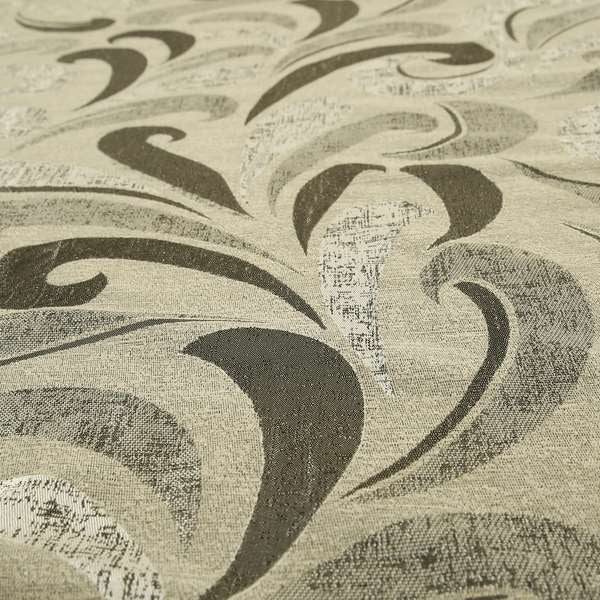 Beige Silver Grey Coloured Floral Pattern Soft Chenille Upholstery Fabric JO-80 - Made To Measure Curtains