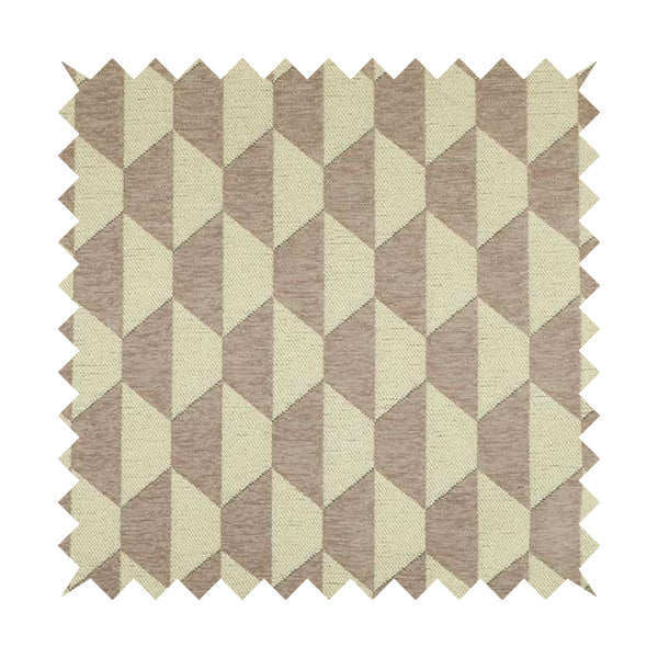 Lilac Pink Cream Colour Modern Shaped Geometric Pattern Chenille Upholstery Fabric JO-800 - Roman Blinds