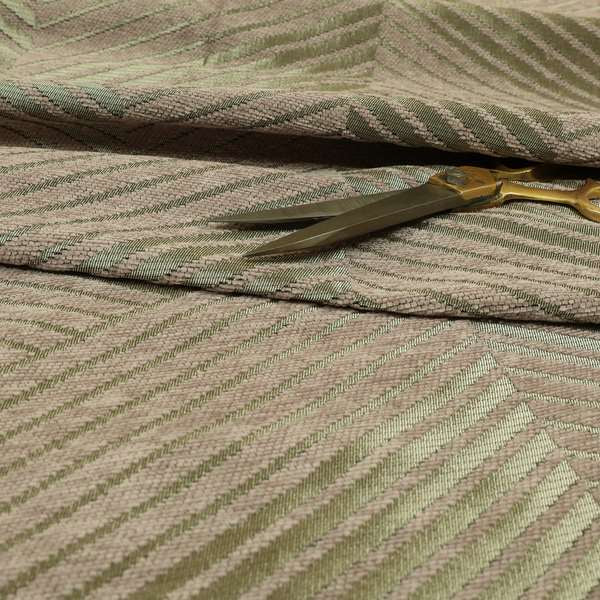 Pink Silver Shiny Striped Chevron Theme Pattern Soft Chenille Upholstery Fabric JO-801 - Roman Blinds