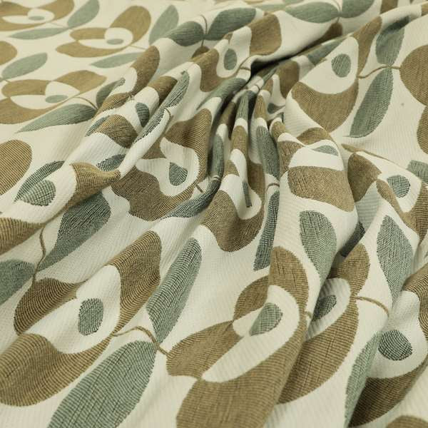 Floral Pattern Brown Grey Colour Chenille Upholstery Fabric JO-802 - Made To Measure Curtains