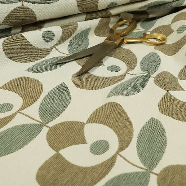 Floral Pattern Brown Grey Colour Chenille Upholstery Fabric JO-802 - Made To Measure Curtains