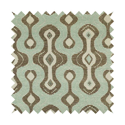 Geometric Modern Pattern In Blue Brown Colour Chenille Upholstery Fabric JO-803 - Made To Measure Curtains