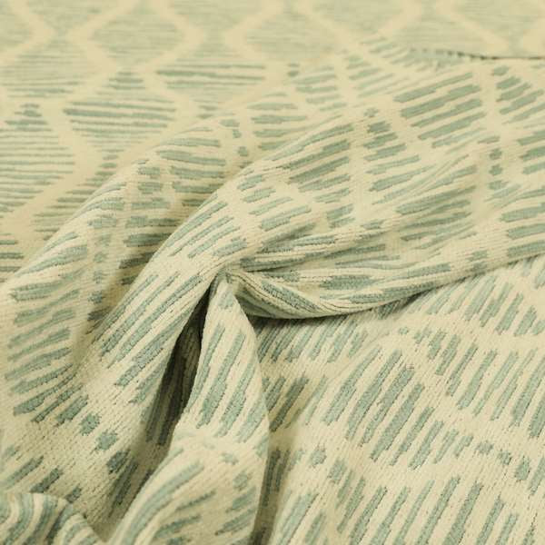 Cream Blue Colour Striped Pattern Chenille Upholstery Fabric JO-804 - Made To Measure Curtains