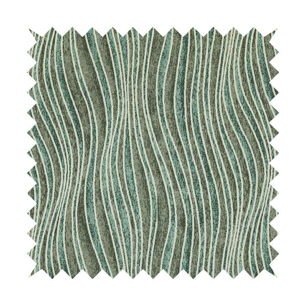 New Stripe Wave Pattern Blue Grey Colour Chenille Upholstery Fabric JO-805 - Made To Measure Curtains