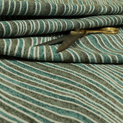 New Stripe Wave Pattern Blue Grey Colour Chenille Upholstery Fabric JO-805 - Roman Blinds