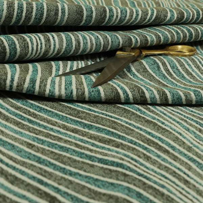New Stripe Wave Pattern Blue Grey Colour Chenille Upholstery Fabric JO-805