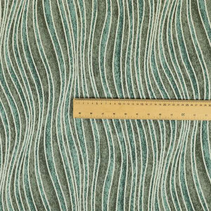 New Stripe Wave Pattern Blue Grey Colour Chenille Upholstery Fabric JO-805 - Made To Measure Curtains