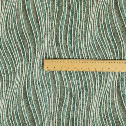 New Stripe Wave Pattern Blue Grey Colour Chenille Upholstery Fabric JO-805