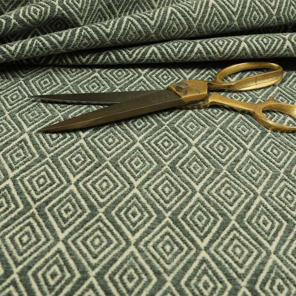 Diamond Geometric Pattern In Grey Colour Chenille Upholstery Fabric JO-808 - Roman Blinds