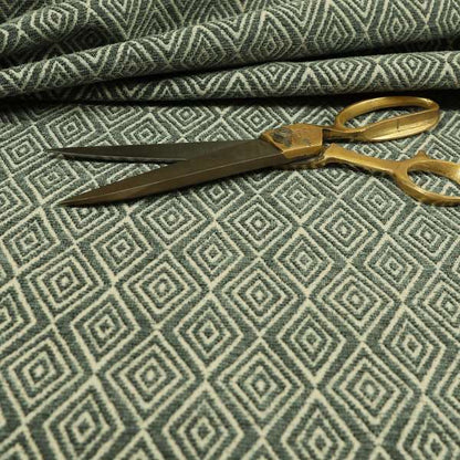 Diamond Geometric Pattern In Grey Colour Chenille Upholstery Fabric JO-808 - Made To Measure Curtains