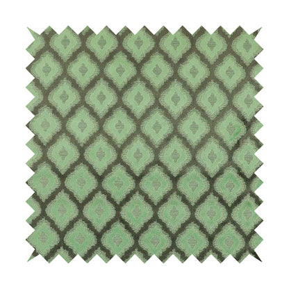 Geometric Uniformed Pattern In Green Grey Colour Velvet Upholstery Fabric JO-810 - Roman Blinds