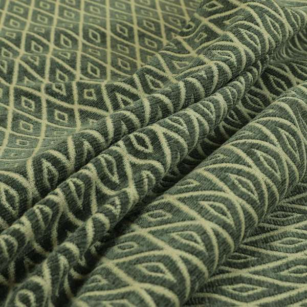 Diamond Geometric Pattern In Grey Colour Chenille Upholstery Fabric JO-811 - Made To Measure Curtains