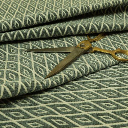 Diamond Geometric Pattern In Grey Colour Chenille Upholstery Fabric JO-811