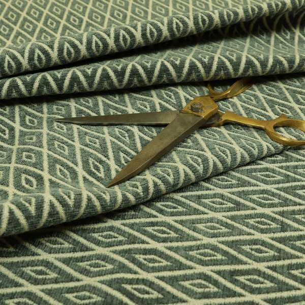 Diamond Geometric Pattern In Grey Colour Chenille Upholstery Fabric JO-811 - Made To Measure Curtains