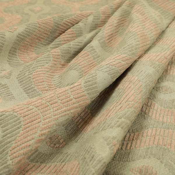 Geometric Large Pattern Pink Grey Chenille Upholstery Fabric JO-812 - Made To Measure Curtains