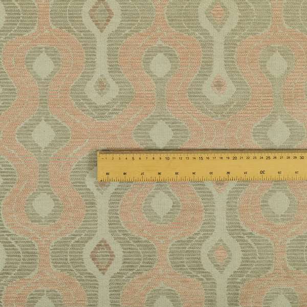 Geometric Large Pattern Pink Grey Chenille Upholstery Fabric JO-812 - Roman Blinds