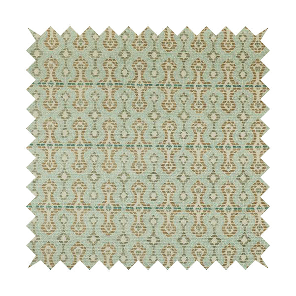 Geometric Pattern Blue Colour Chenille Upholstery Fabric JO-813 - Made To Measure Curtains