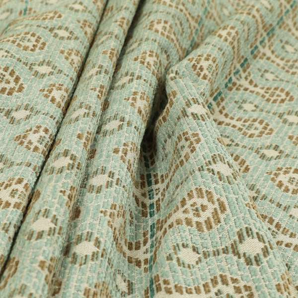 Geometric Pattern Blue Colour Chenille Upholstery Fabric JO-813 - Made To Measure Curtains