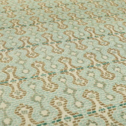 Geometric Pattern Blue Colour Chenille Upholstery Fabric JO-813