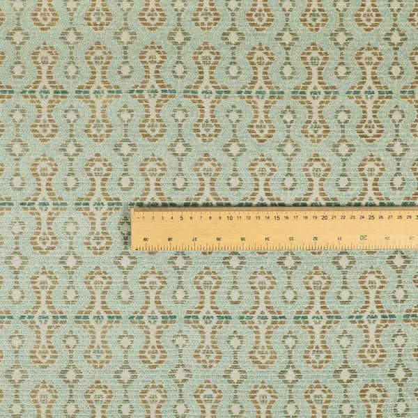 Geometric Pattern Blue Colour Chenille Upholstery Fabric JO-813 - Made To Measure Curtains