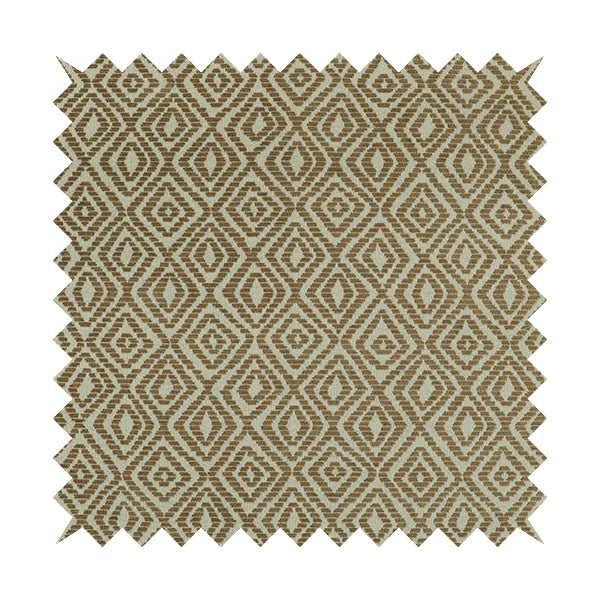 Geometric Diamond Modern Pattern In Brown Colour Chenille Upholstery Fabric JO-814 - Roman Blinds