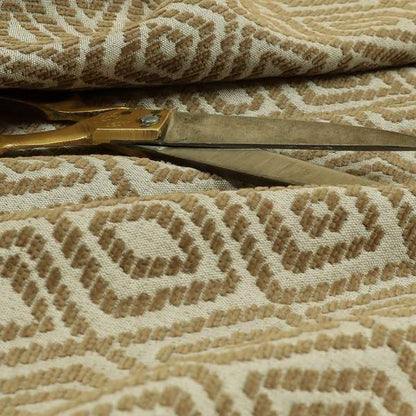 Geometric Diamond Modern Pattern In Brown Colour Chenille Upholstery Fabric JO-814 - Roman Blinds