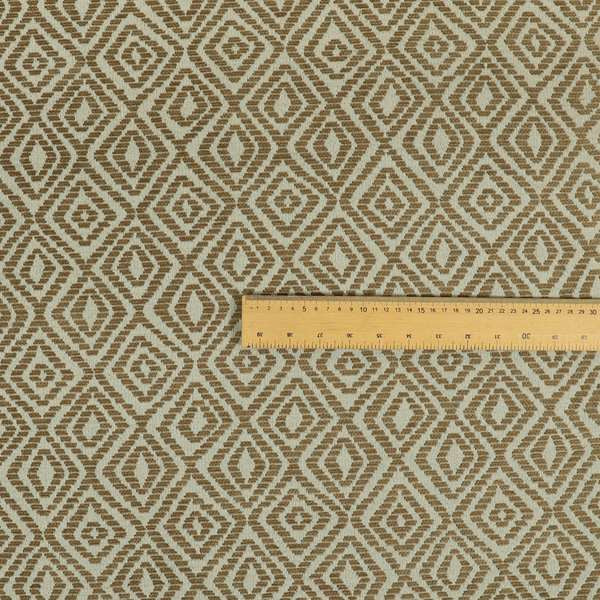 Geometric Diamond Modern Pattern In Brown Colour Chenille Upholstery Fabric JO-814 - Made To Measure Curtains