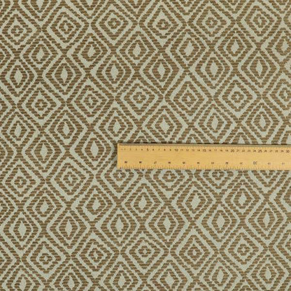 Geometric Diamond Modern Pattern In Brown Colour Chenille Upholstery Fabric JO-814 - Made To Measure Curtains