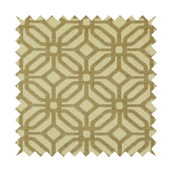 Brown Cream Colour Geometric Pattern Chenille Upholstery Fabric JO-815 - Made To Measure Curtains