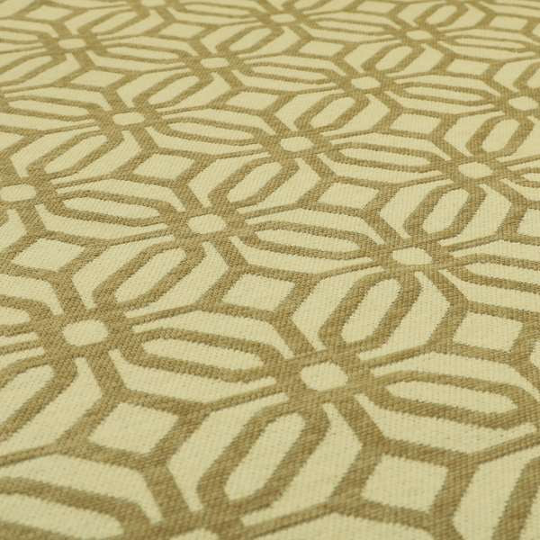 Brown Cream Colour Geometric Pattern Chenille Upholstery Fabric JO-815 - Made To Measure Curtains