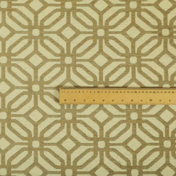 Brown Cream Colour Geometric Pattern Chenille Upholstery Fabric JO-815 - Roman Blinds