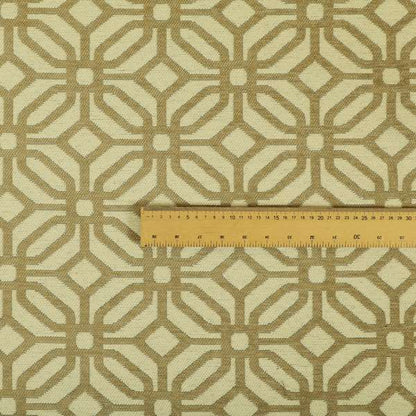 Brown Cream Colour Geometric Pattern Chenille Upholstery Fabric JO-815 - Made To Measure Curtains