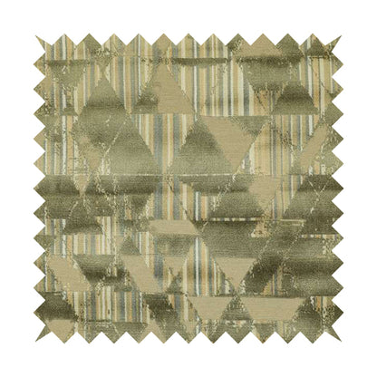 Triangle Modern Pattern In Green Brown Colour Velvet Upholstery Fabric JO-816 - Roman Blinds