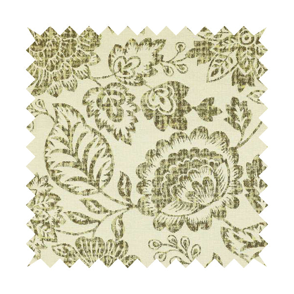 Floral Detailed Pattern In Green Colour Chenille Jacquard Furniture Fabric JO-817 - Made To Measure Curtains