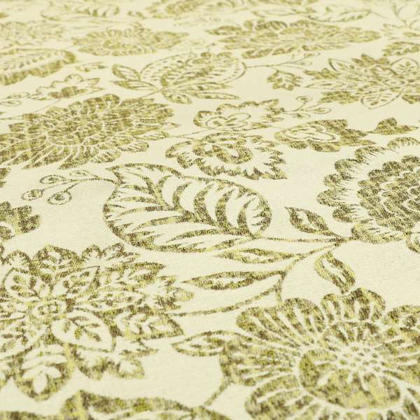 Floral Detailed Pattern In Green Colour Chenille Jacquard Furniture Fabric JO-817