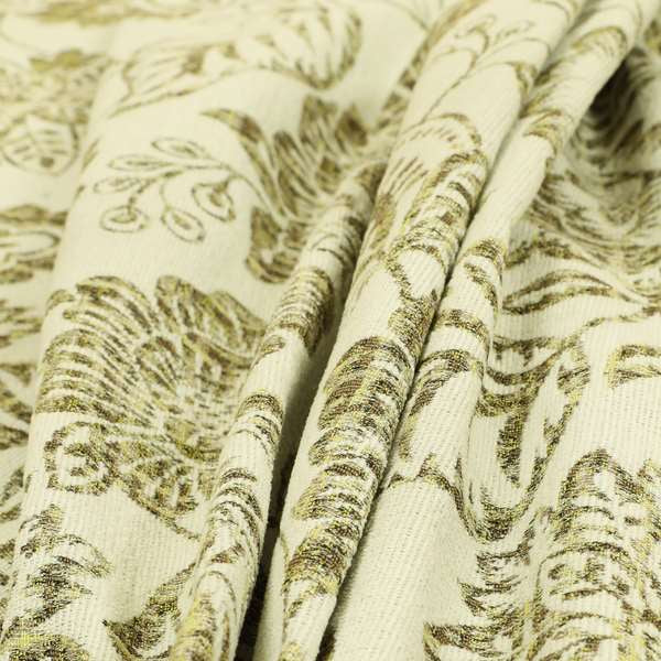 Floral Detailed Pattern In Green Colour Chenille Jacquard Furniture Fabric JO-817 - Roman Blinds