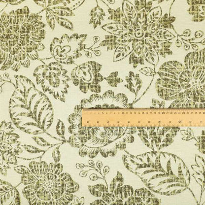 Floral Detailed Pattern In Green Colour Chenille Jacquard Furniture Fabric JO-817 - Roman Blinds