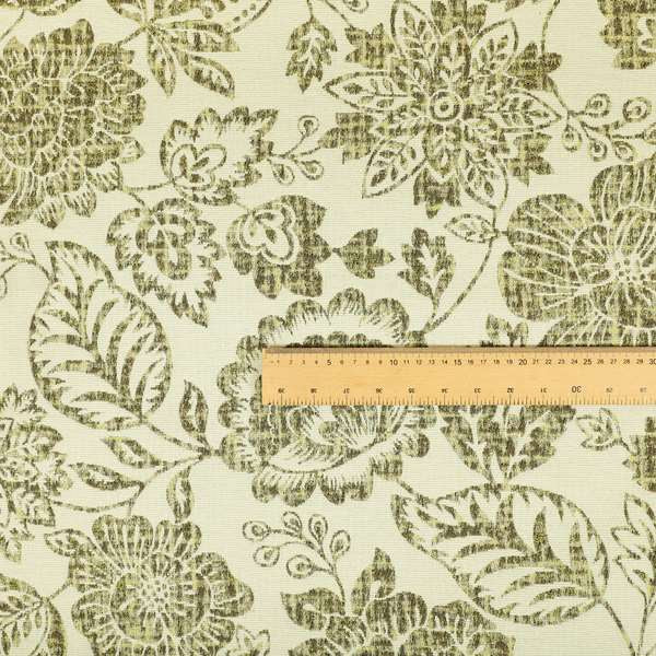 Floral Detailed Pattern In Green Colour Chenille Jacquard Furniture Fabric JO-817