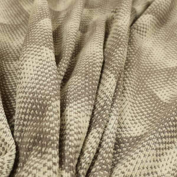 Cream Grey Colour Faded Square Dotted Pattern Chenille Upholstery Fabric JO-819 - Made To Measure Curtains