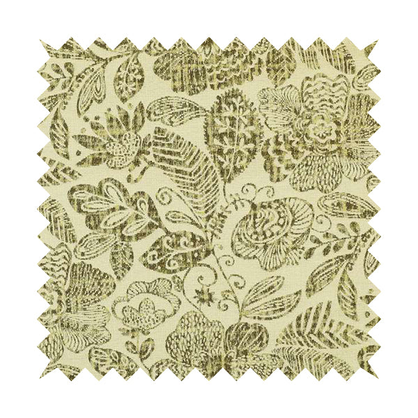 Floral Detailed Pattern In Green Colour Chenille Jacquard Furniture Fabric JO-820 - Handmade Cushions